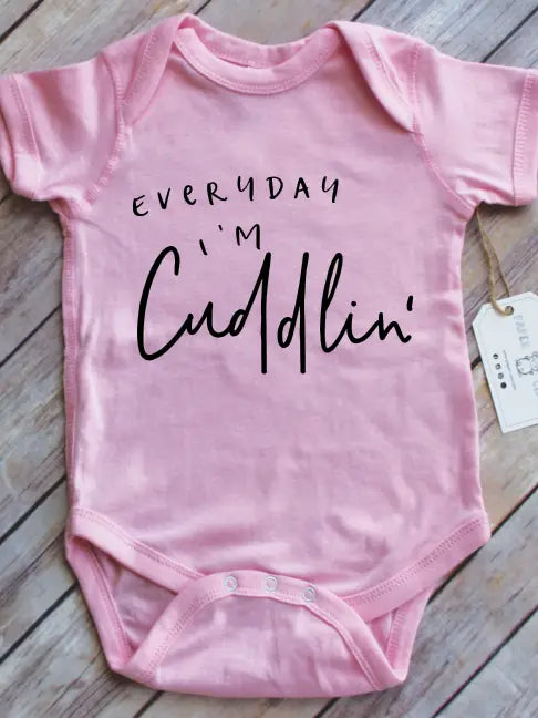Everyday I'M Cuddling Cotton Baby Bodysuit: Multiple Colors