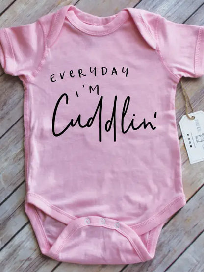Everyday I'M Cuddling Cotton Baby Bodysuit: Multiple Colors