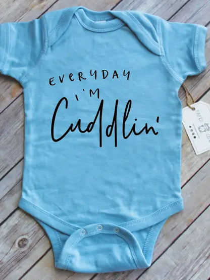 Everyday I'M Cuddling Cotton Baby Bodysuit: Multiple Colors