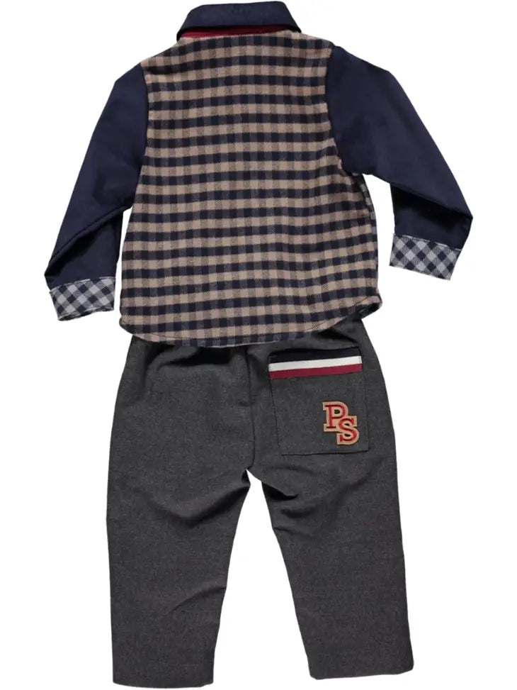 Set of Grey Pants and Plaid Shirt