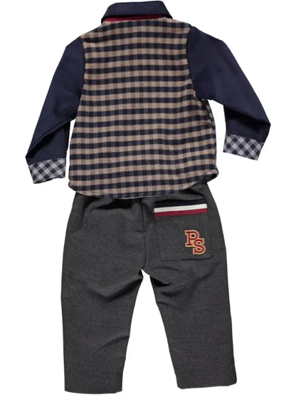 Set of Grey Pants and Plaid Shirt