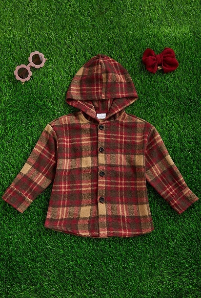 Baby To Big Kid, Plaid Hoodie Shirt.