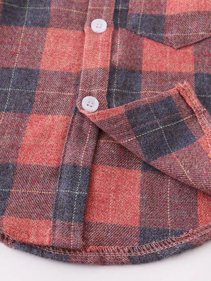 Rust Plaid Boy Button Down Shirt