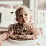 Flower Print Silicone Bib with Crumb Catcher