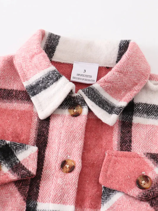 Pink plaid button down shirt mommy & me