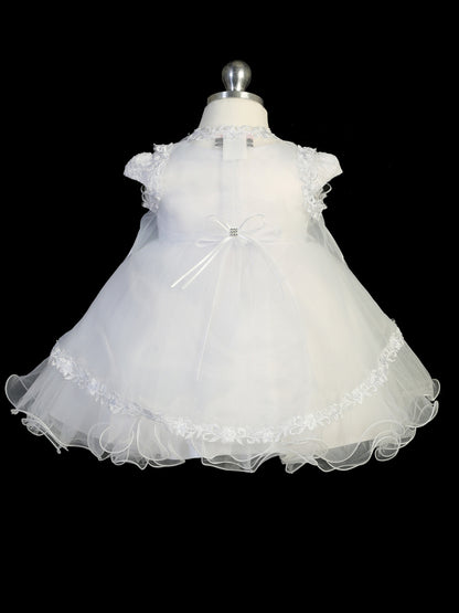 Infant Cap Sleeved Waffle Pattern Bodice with Tulle Skirt (2360)