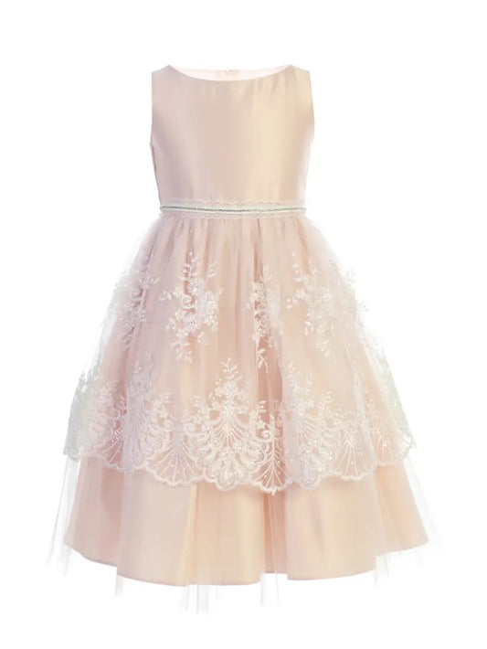 Satin and lace peplum with tulle