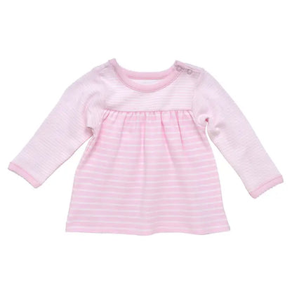 Organic Baby Snap Shoulder Top - Pink Stripe