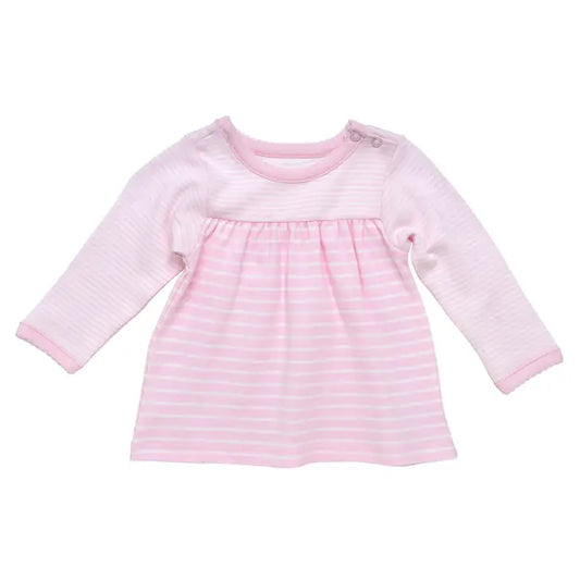 Organic Baby Snap Shoulder Top - Pink Stripe