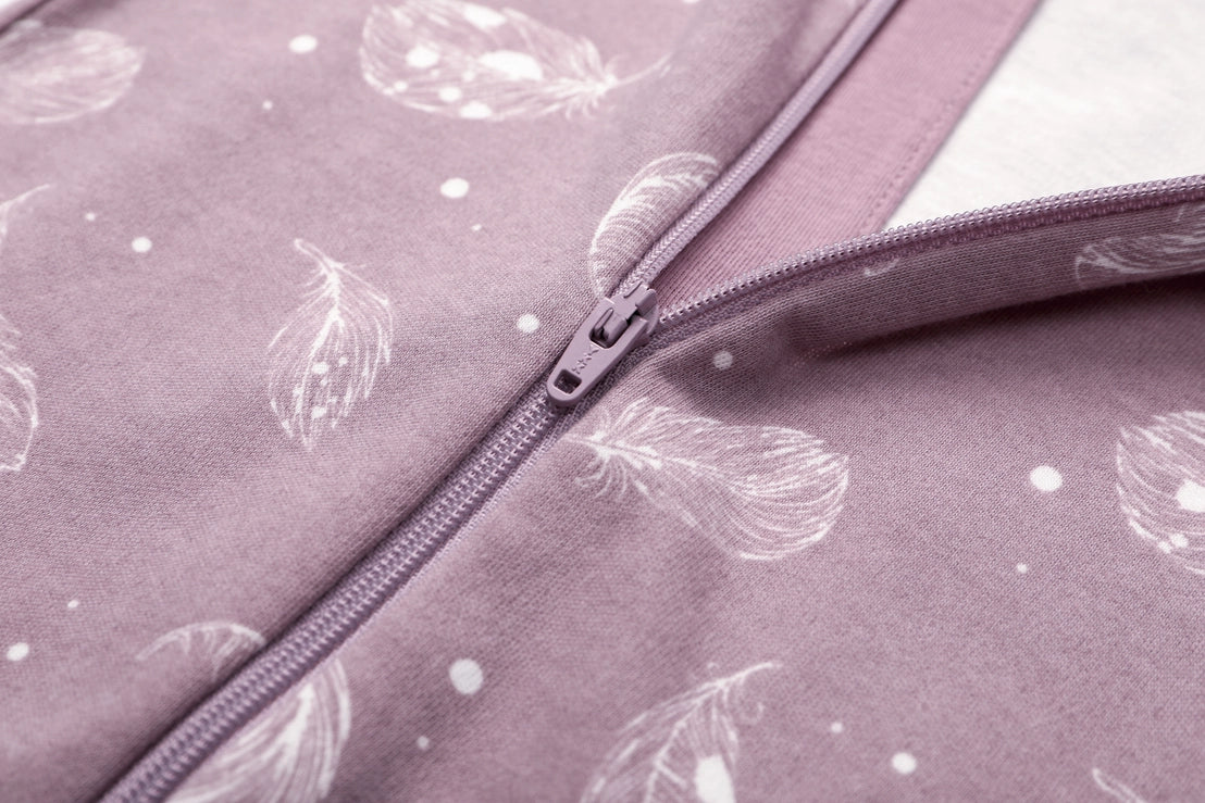 Owlivia Organic Cotton Zip Footless Pajama-Purple Feather