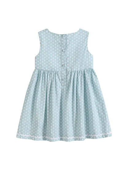 Blue Dot Floral Rooster Baby Dress
