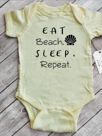 Eat Beach Sleep Cotton Baby Bodysuit: Multiple Colors