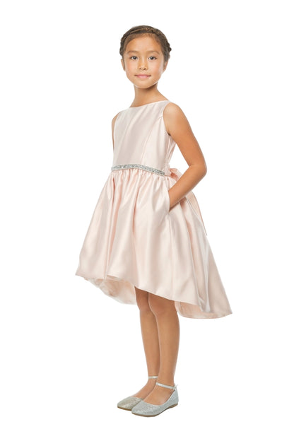 Satin Hi-Low Cocktail Dress with Pockets