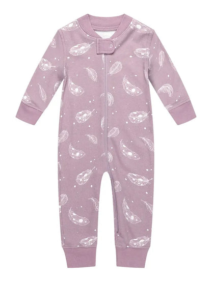Owlivia Organic Cotton Zip Footless Pajama-Purple Feather