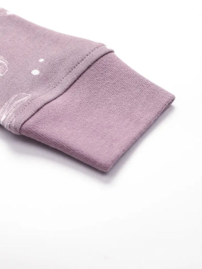 Owlivia Organic Cotton Zip Footless Pajama-Purple Feather