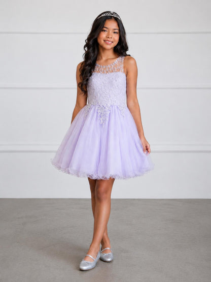 LILAC Short Gown with Embroidery Embellishments