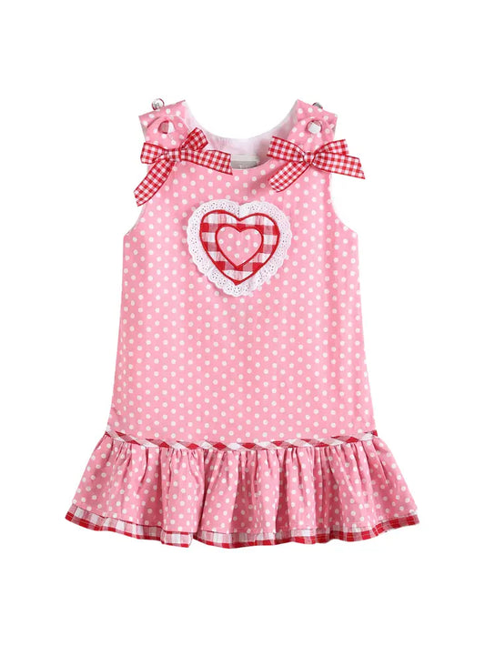 Red and Pink Heart Ruffle Dress
