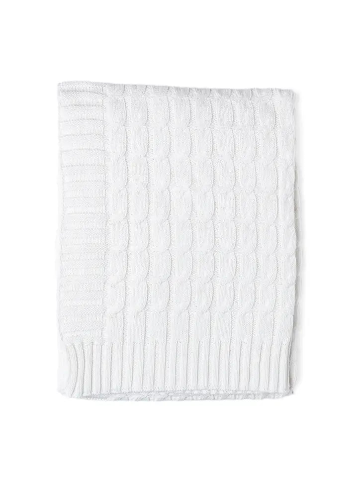White Cable Knit Blanket