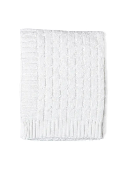 White Cable Knit Blanket