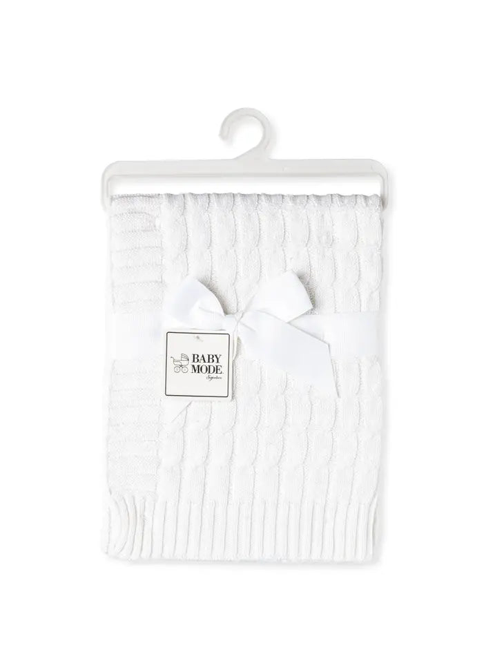 White Cable Knit Blanket