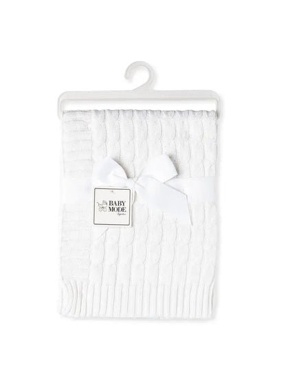 White Cable Knit Blanket