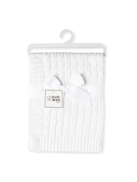 White Cable Knit Blanket