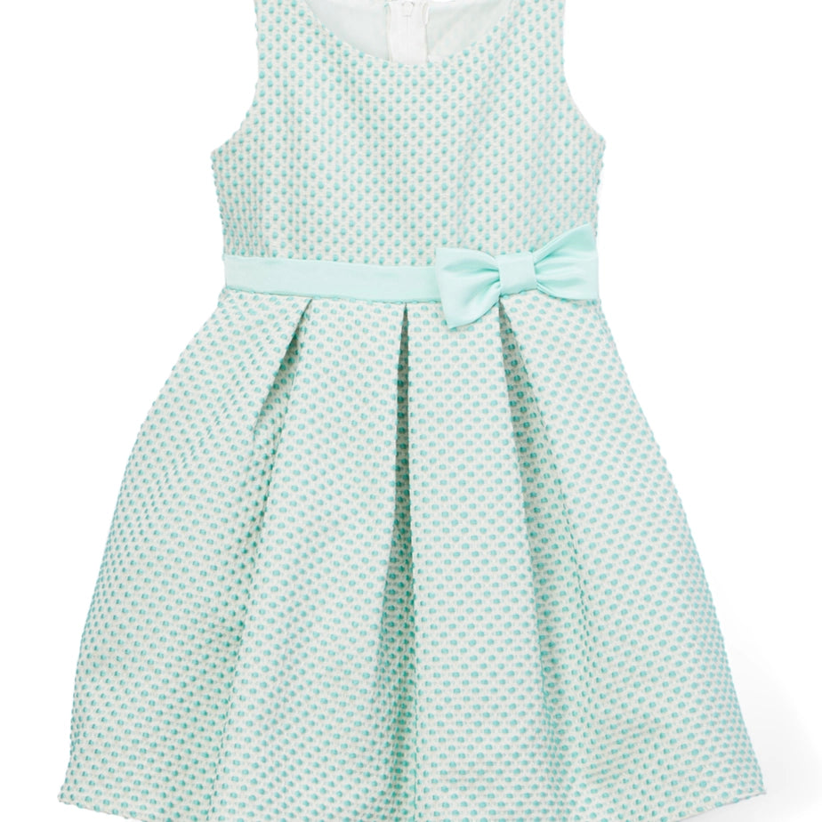Petite Polka Dot Pleated Jacquard with Satin Bow