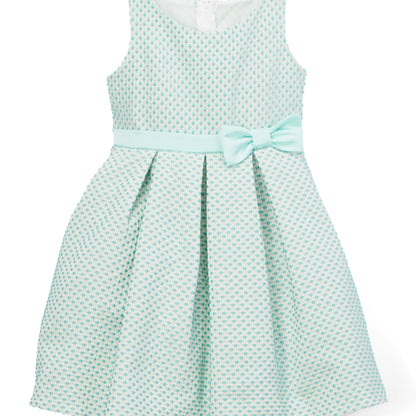 Petite Polka Dot Pleated Jacquard with Satin Bow