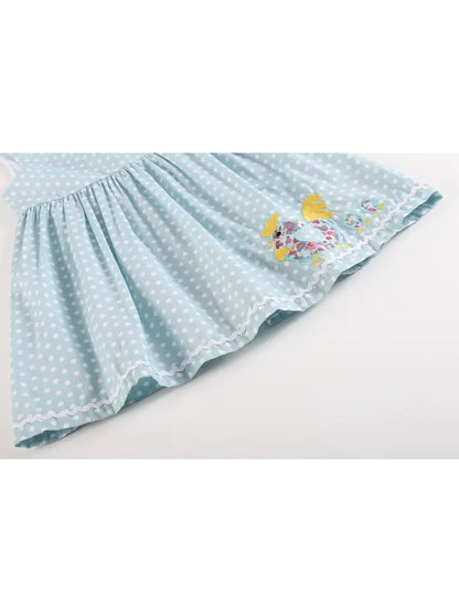 Blue Dot Floral Rooster Baby Dress