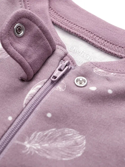 Owlivia Organic Cotton Zip Footless Pajama-Purple Feather