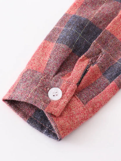 Rust Plaid Boy Button Down Shirt