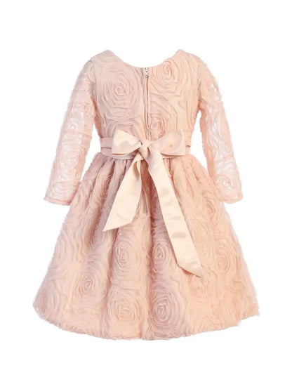 3/4 Sleeve Rosette Mesh with Satin