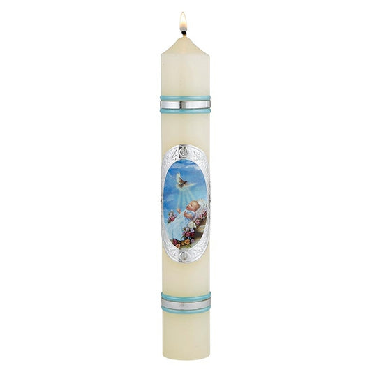 Baptism Candle -Boy with Dove