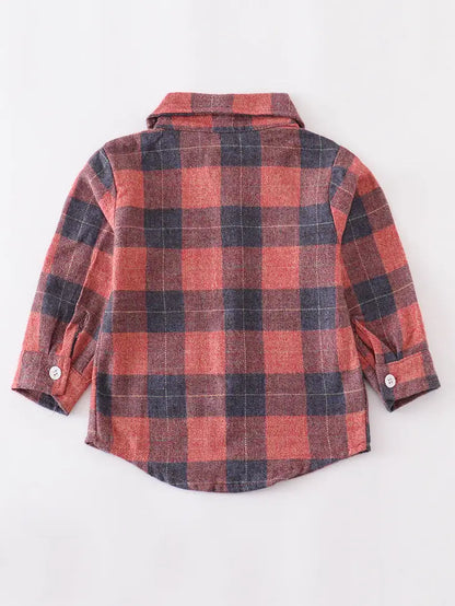Rust Plaid Boy Button Down Shirt