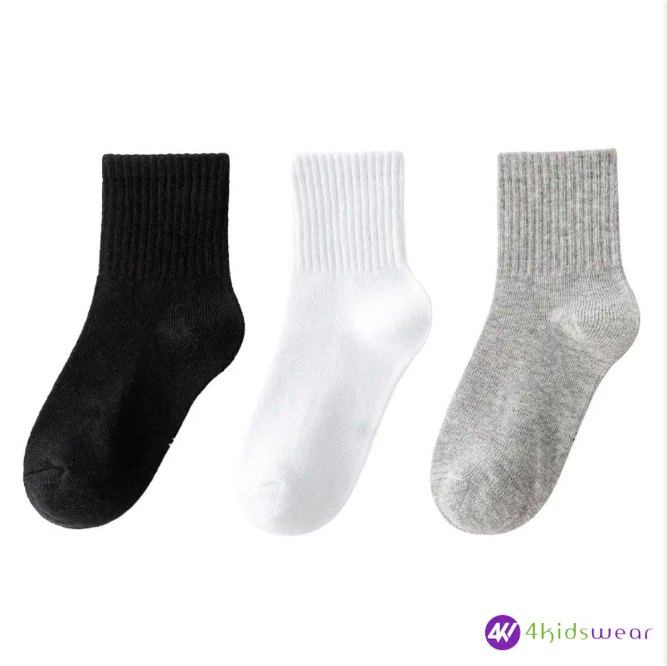 2023 New High Quality Children Pure Cotton Students School Socks Sports White Kids Socks for Boys Girls
