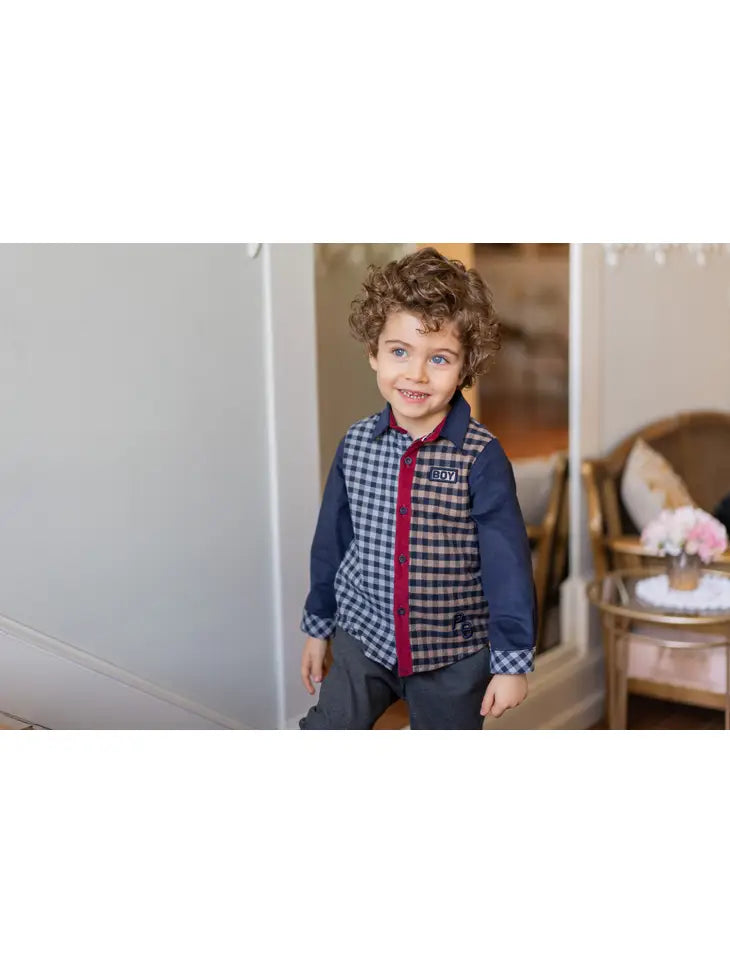 Set of Grey Pants and Plaid Shirt