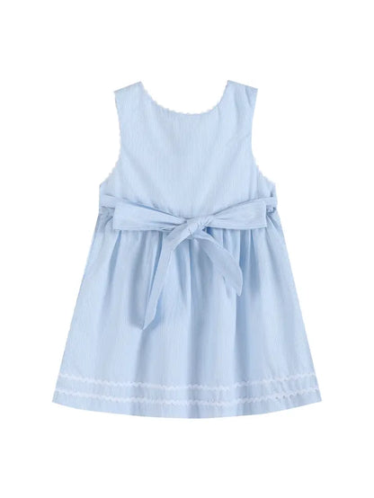 Classic Light Blue Seersucker Button Dress