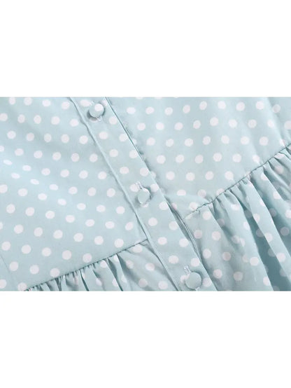 Blue Dot Floral Rooster Baby Dress