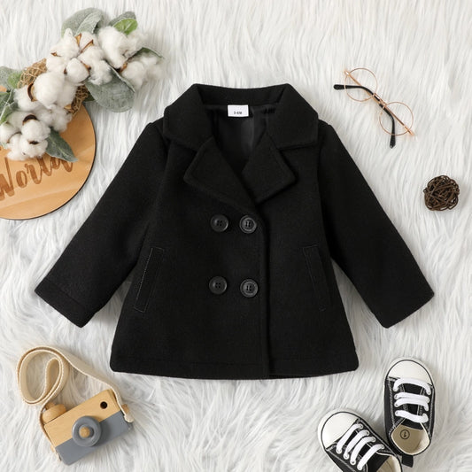 Baby Boy/Girl Lapel Double Breasted Wool Blend Coat