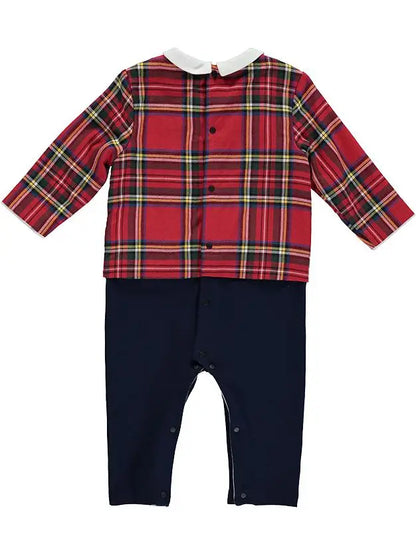Babygrow Effect Red Checkered Suit with Blue Pants
