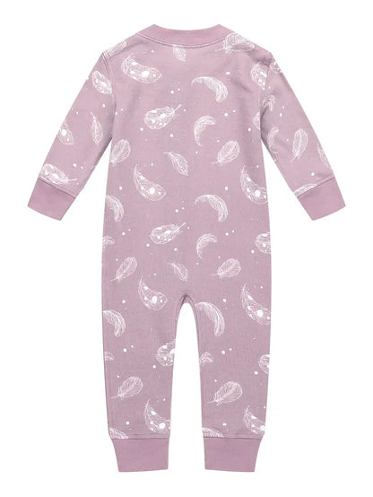 Owlivia Organic Cotton Zip Footless Pajama-Purple Feather