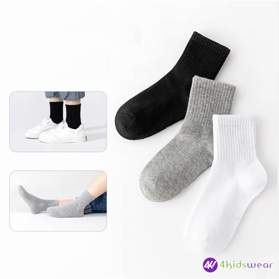 2023 New High Quality Children Pure Cotton Students School Socks Sports White Kids Socks for Boys Girls
