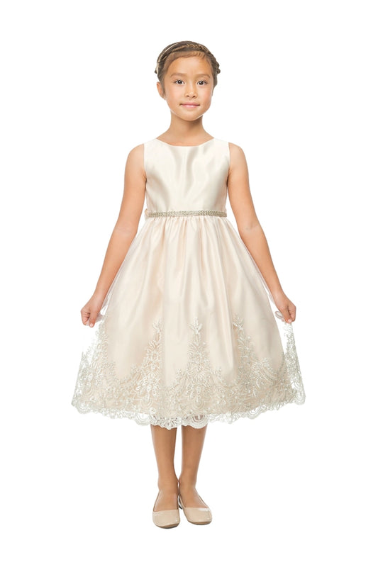Metallic Scallop Lace Skirt with Satin