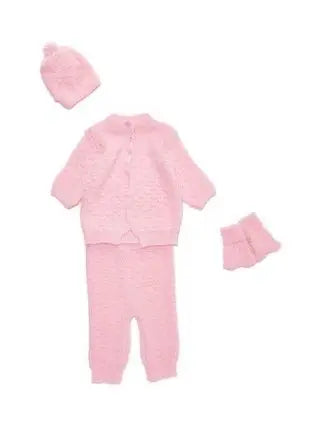 4 Piece Boxed Pink Knit Layette Set