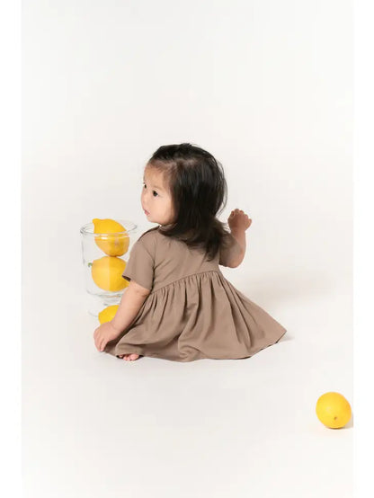 Baby Hi-Low Drop Waist Dress - Mocha