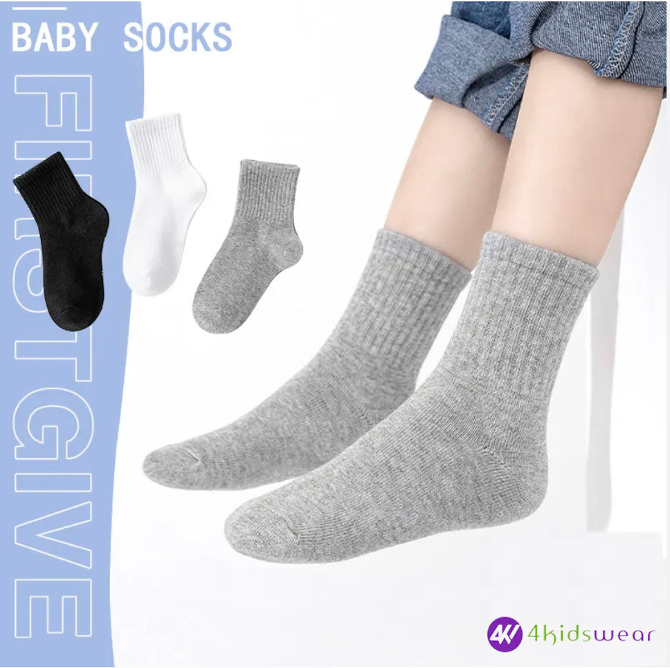 2023 New High Quality Children Pure Cotton Students School Socks Sports White Kids Socks for Boys Girls