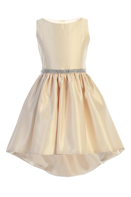 Satin Hi-Low Cocktail Dress with Pockets