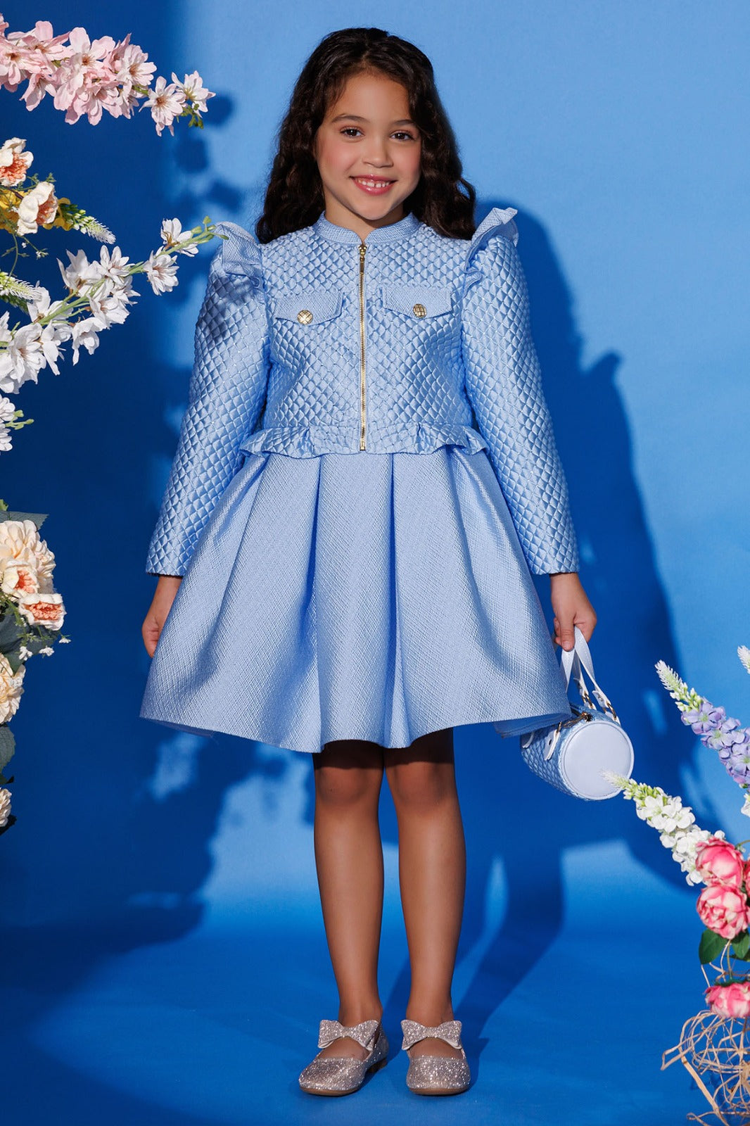 Blue dress and jacket set for girls