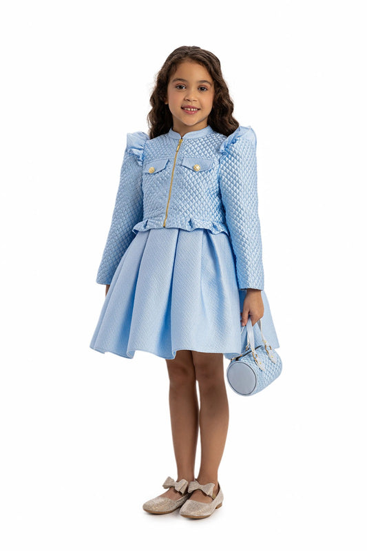 Blue dress and jacket set for girls
