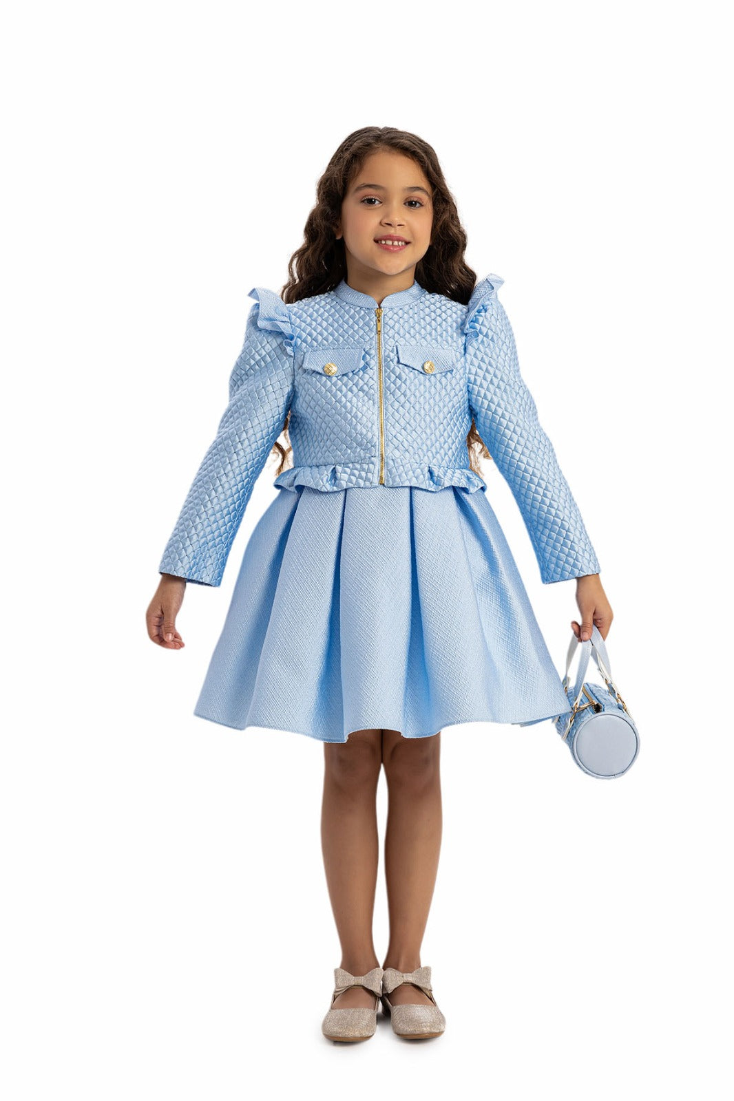 Blue dress and jacket set for girls